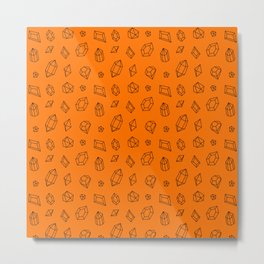 Orange and Black Gems Pattern Metal Print