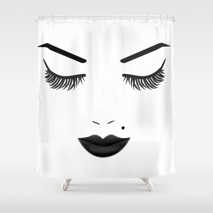 Black Lips Beauty Face Shower Curtain