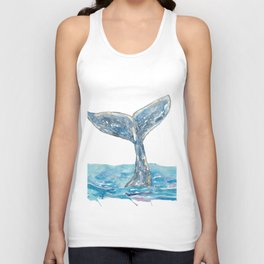 Humpback whale tail watercolor painting Unisex Tank Top