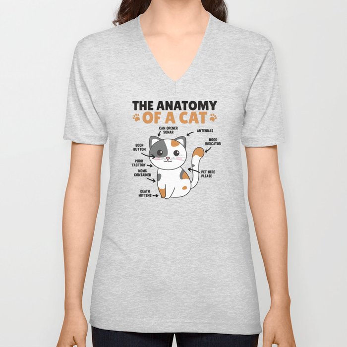 The Anatomy Of A Cat Explanation Of A Cat V Neck T Shirt