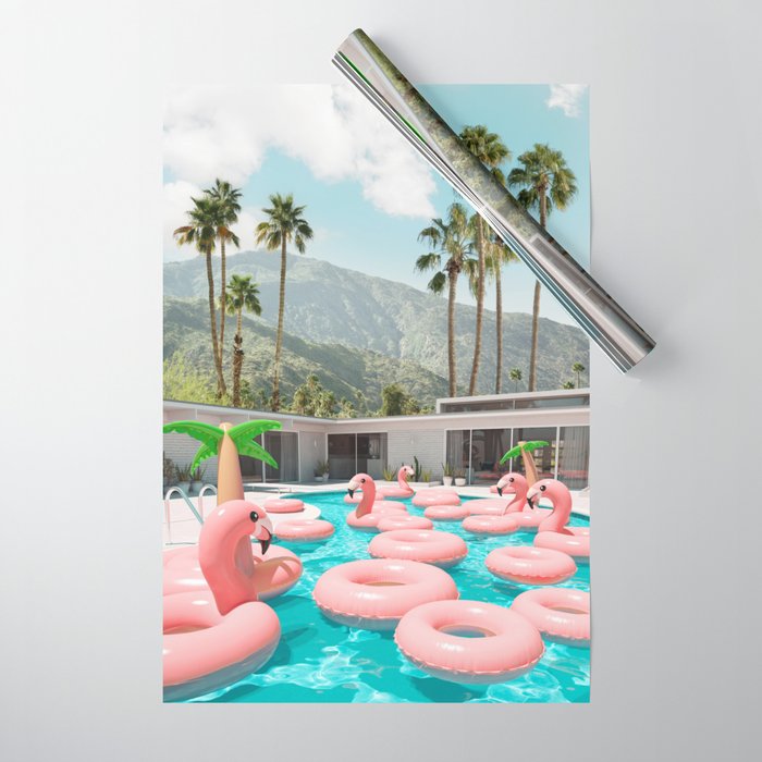 Flamingo Pool Party Wrapping Paper