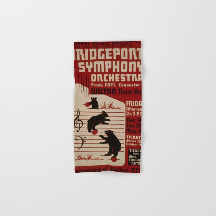 Federal Music Project Bridgeport - Retro Vintage Music Symphony Bears Hand & Bath Towel