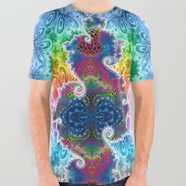 BBQSHOES™: Julia November All-Over Print Psychedelic Fractal T-Shirt All Over Graphic Tee
