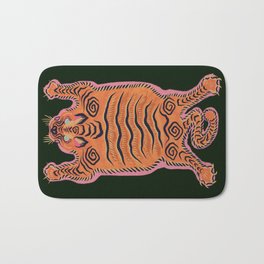 Wild Tiger Rug Bath Mat | Jungle, Digital, Rug, Tibetantiger, Zoopoo, Animal, Cat, Tiger, Darkgreen, Pattern 