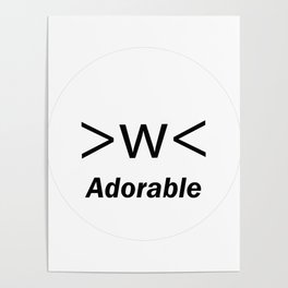 >W< Adorable Kaomoji | Emoji | Face | Emoticon | Laptop Sticker | Car Sticker | Meme Sticker | Text Emoji Sticker Poster