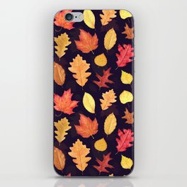 Autumn Leaves - dark plum iPhone Skin