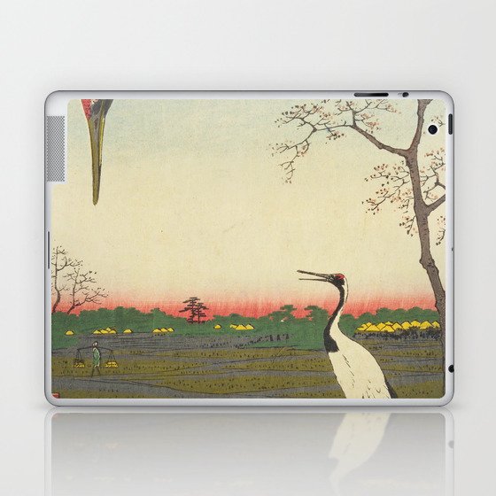 One Hundred Famous Views of Edo Utagawa Hiroshige Japanese Cranes Woodblock art   Laptop & iPad Skin