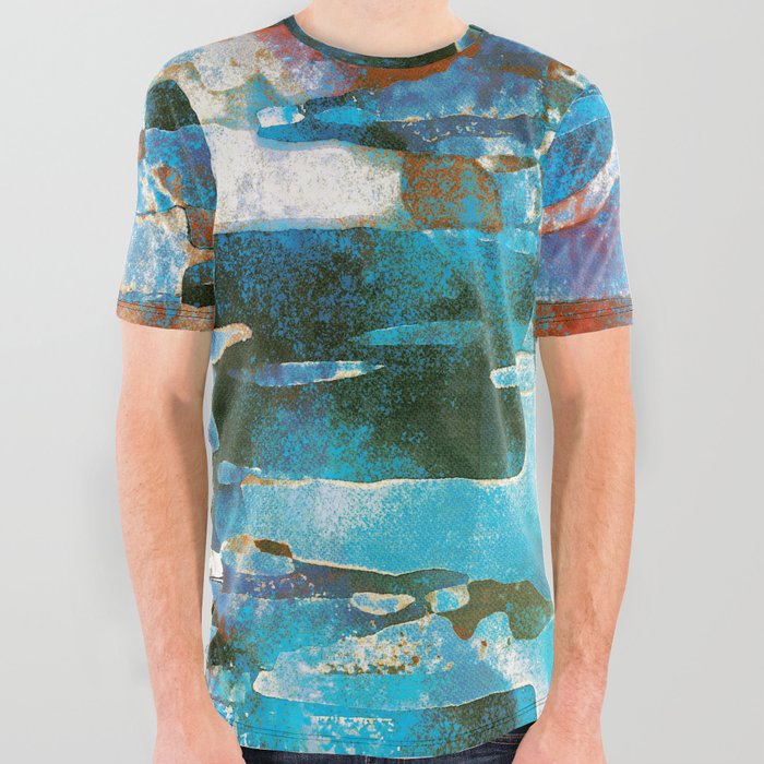 African Dye - Colorful Ink Paint Abstract Ethnic Tribal Organic Shape Art All Over Graphic Tee