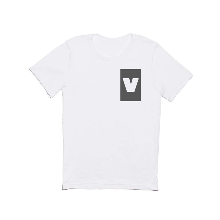 v (White & Grey Letter) T Shirt