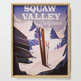 Squaw Valley California Ski poster. Serving Tray