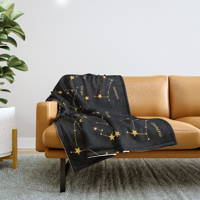Zodiac signs,constellations,stars,astrology,astronomy,space,galaxy  Throw Blanket