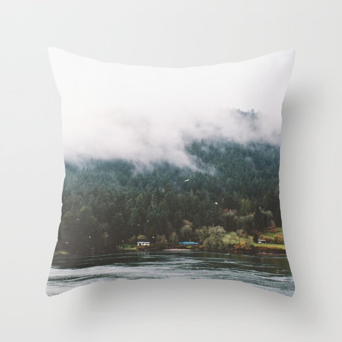 Foggy Vancouver Island, BC Throw Pillow by Adam King Photography Society6