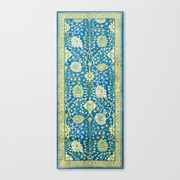 Antique Irish Donegal Carpet Blue And Green Ornate Vintage Rug Print Canvas Print