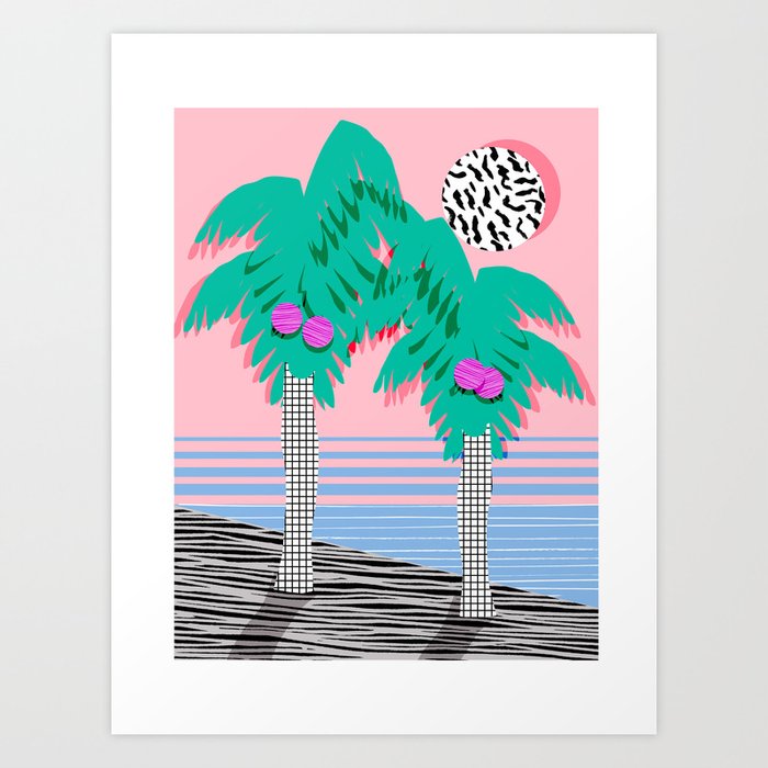 Most Definitely - palm tree throwback memphis style retro art print 80s 1980 neon  palm springs Art Print