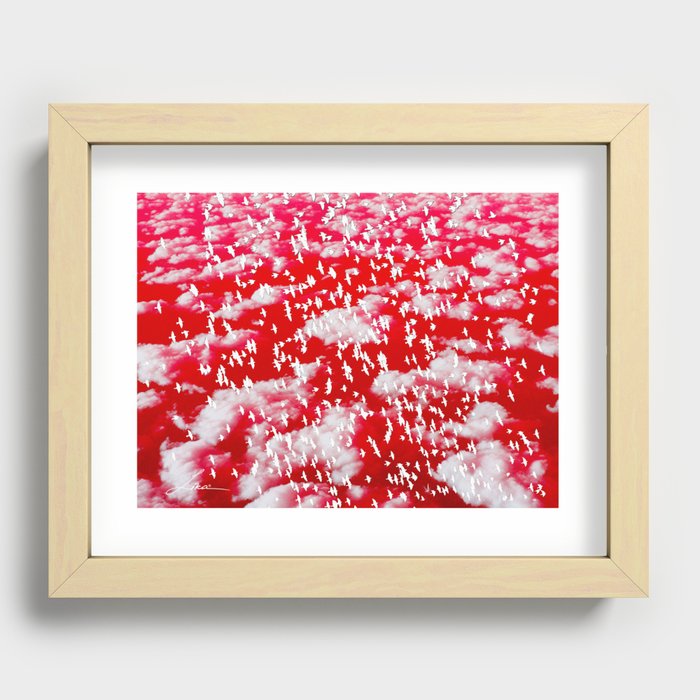 Red Sky with Birds by Lika Ramati Recessed Framed Print
