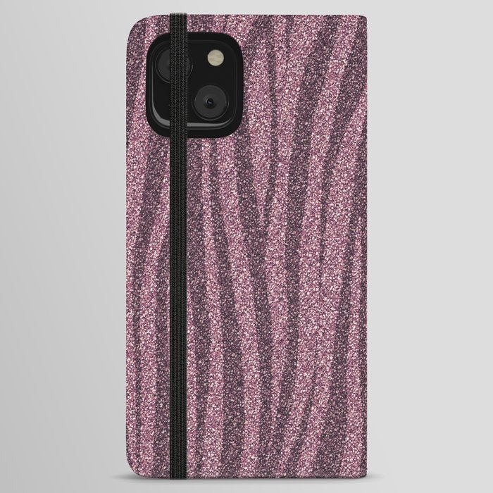 Stripes Pink Glitter iPhone Wallet Case