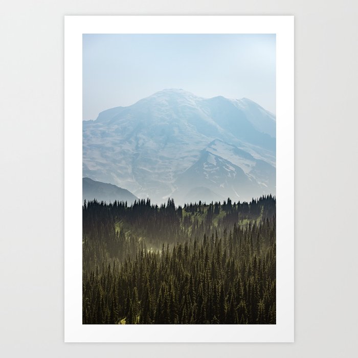 Epic Forest Mountain Adventure - Mount Rainier National Park Art Print