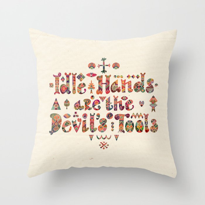 Devil's Tools Throw Pillow