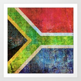 South Africa Flag In Grunge Style Art Print