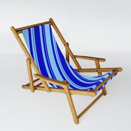 [ Thumbnail: Blue and Light Sky Blue Colored Lined/Striped Pattern Sling Chair ]