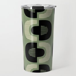 Retro Mid Century Modern Pattern 120 Black Green and Beige Travel Mug