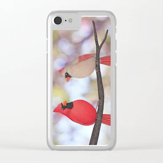 psychedelic cardinals bokeh Clear iPhone Case