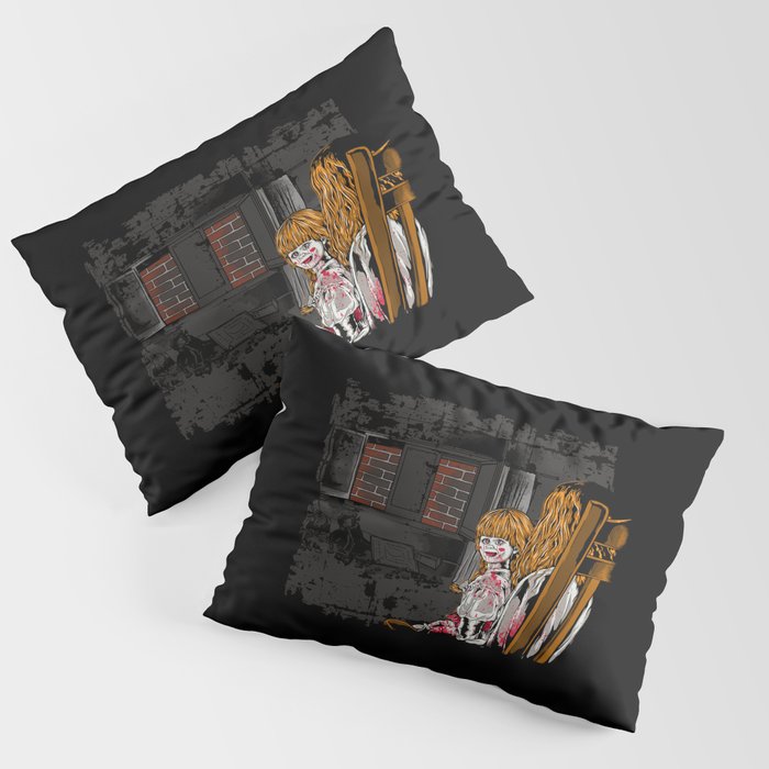 Creepy Doll Horror Scene Dark Pillow Sham