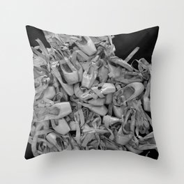 Ballet Plie Of Old Pointe Shoes Pile  Throw Pillow