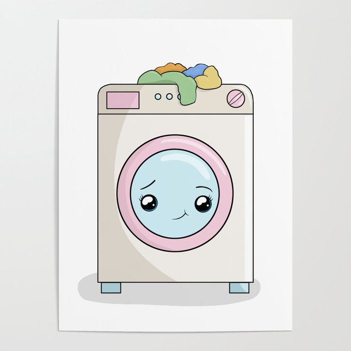 Kawaii Washing machine Poster