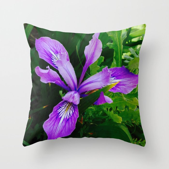 Wild Purple Iris Throw Pillow