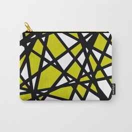 Black Lines Dirty Yellow Accent And White Background Abstract Carry-All Pouch