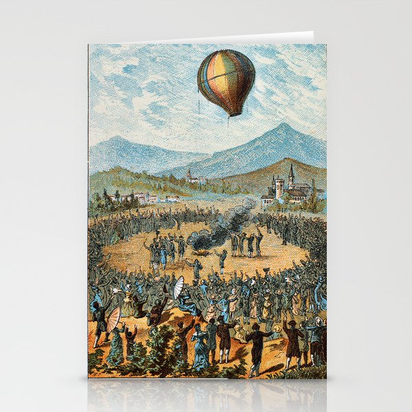 Vintage hot air balloon poster  Stationery Cards