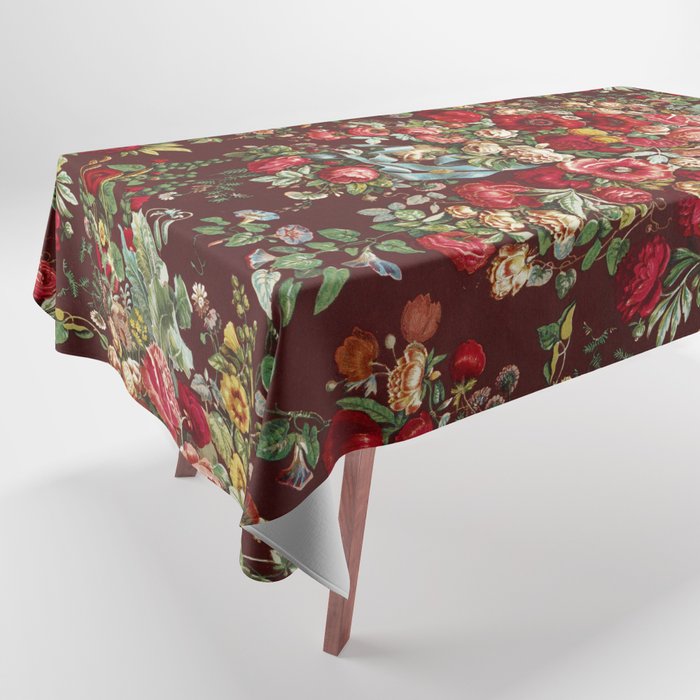 Vintage Red Floral Pattern Tablecloth