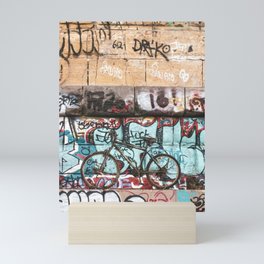 Graffiti and Abandoned Bike Under the Stone Arch Bridge Mini Art Print
