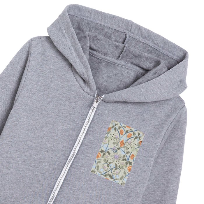 Beach thistle and shells with backgrd pattern Kids Zip Hoodie