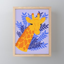 Giraffe - orange and blue Framed Mini Art Print