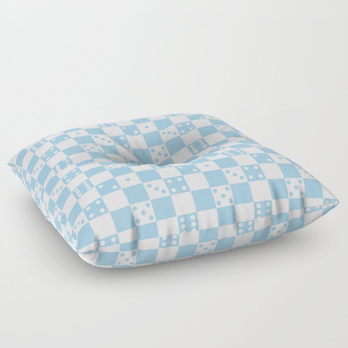 Checkered Dice Pattern (Creamy Milk & Baby Blue Color Palette) Floor Pillow