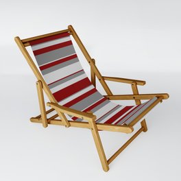 [ Thumbnail: Grey, Light Grey & Maroon Colored Stripes Pattern Sling Chair ]
