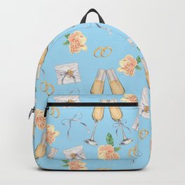 Wedding Champagne and Flowers Modern Blue Collection Backpack