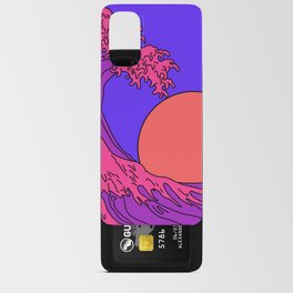 Great Wave in Vaporwave Pop Art style. View on ocean's crest leap toward the sky. Stylized line art illustration of 19th century Japanese print. Android Card Case