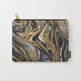 Black and Gold Liquid Marble Carry-All Pouch
