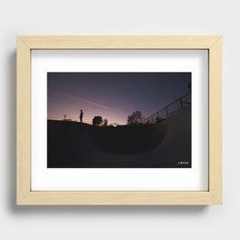 Sunset Pool Deck Recessed Framed Print