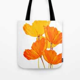 Orange and Yellow Poppies On A White Background #decor #society6 #buyart Tote Bag