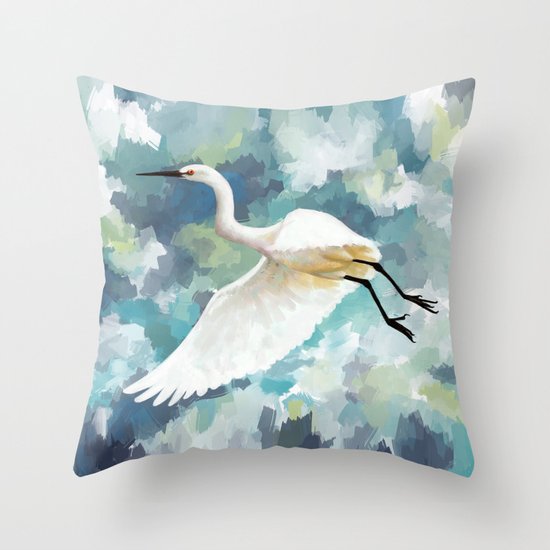 Florida Egret Throw Pillow