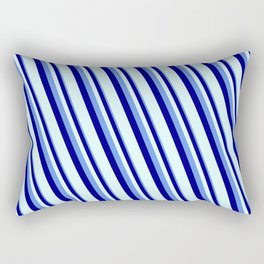 [ Thumbnail: Cornflower Blue, Blue & Light Cyan Colored Stripes/Lines Pattern Rectangular Pillow ]