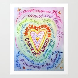 Rainbow Heart Colorful What Cancer Cannot Do Poem Art Print