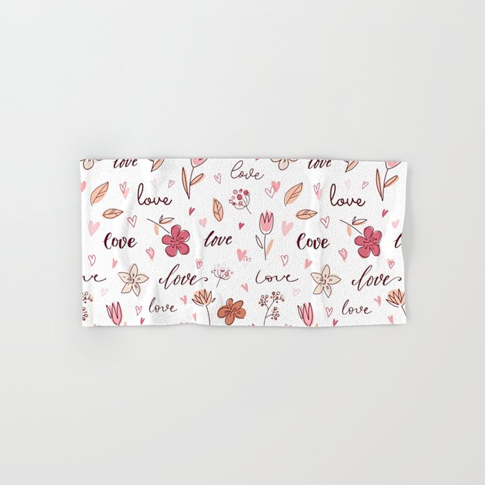 Valentines Day Floral Love Letter Hand & Bath Towel