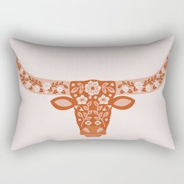 Floral Longhorn – Burnt Orange Rectangular Pillow