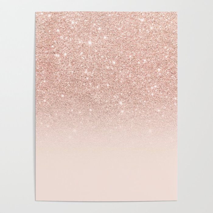 Rose gold faux Audrey glitter | ombre Poster by Society6 pink color block Chenal