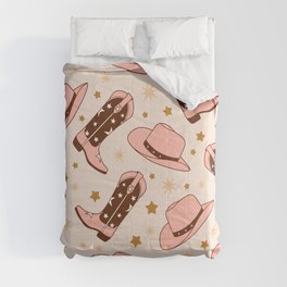 Cowboy Boots and Hats in Pink Comforter